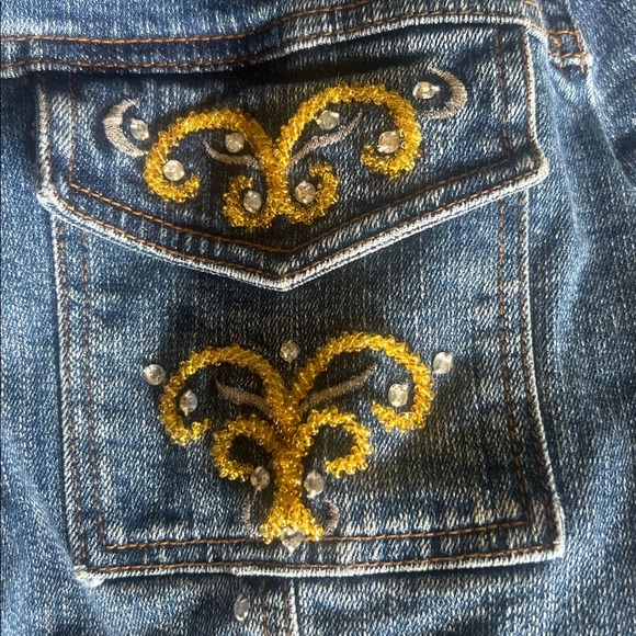 PATTI LA BELLE Blue Embellished Rhinestone
Beads Country Denim Jacket Women's 2X - Picture 9 of 9